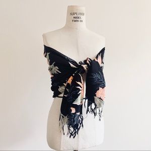 Vintage Hawaii Floral Scarf Strapless Top Sarong